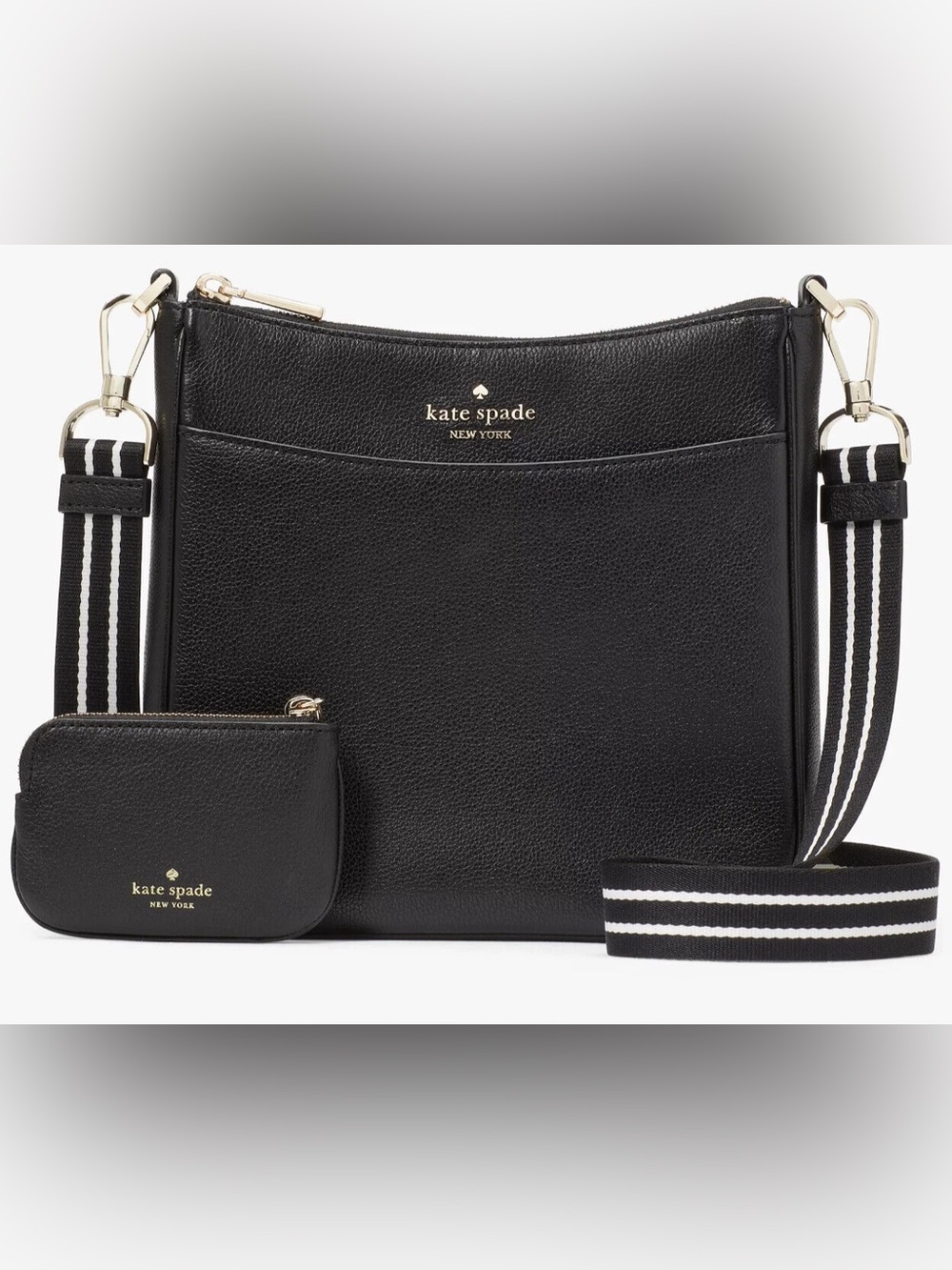Kate Spade Rosie Crossbody Bag – Black Pebbled Leather with wallet